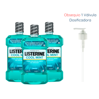 Oferta Listerine Coolmint 1.5 lt x 3 + valvula